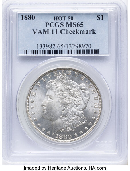 1880 $1  Checkmark, VAM-11 MS thumbnail 3