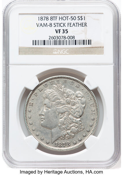 1878 8TF $1  Stick Feather, VAM-8 MS thumbnail 2