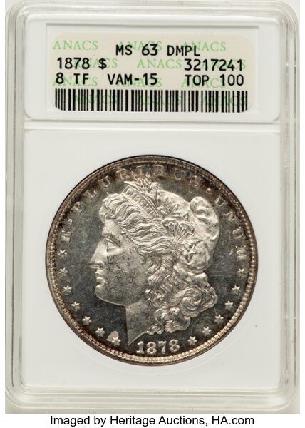 1878 8TF $1  Doubled LIBERTY, VAM-15 MS DMPL thumbnail 2