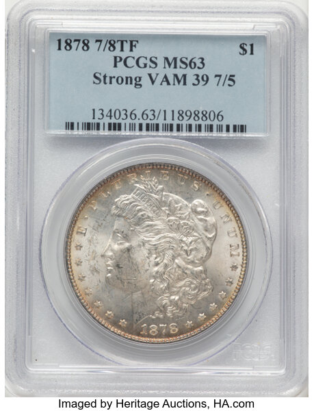 1878 7/8TF $1  Strong, 7/5, VAM-39 MS thumbnail 3