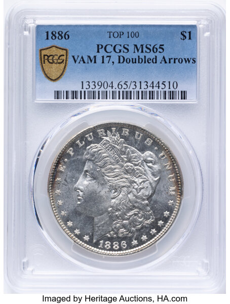1886 $1  Doubled Arrows, VAM-17  MS thumbnail 19
