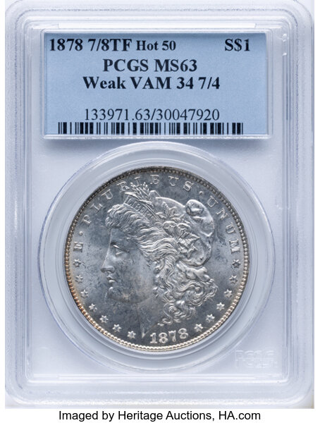 1878 7/8TF $1  Weak, 7/4, VAM-34 MS thumbnail 3