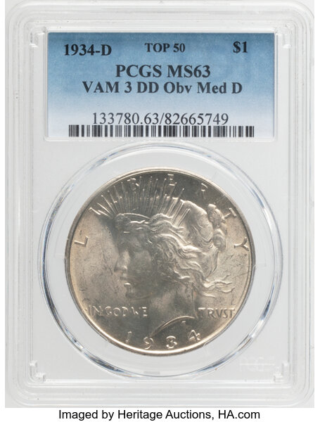 1934-D $1  DDO, Medium D, VAM-3 MS thumbnail 2
