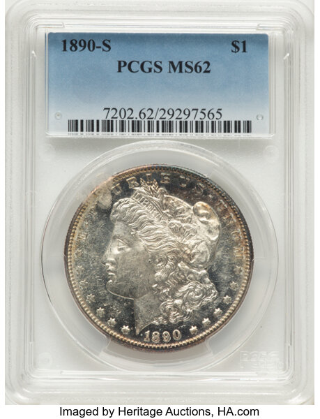 1890-S $1  Die Break Wing, VAM-2B MS thumbnail 2