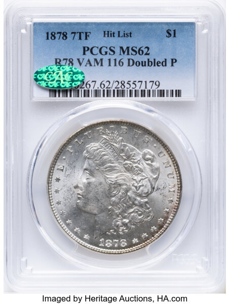 1878 7TF $1  Reverse of 1878, Doubled P, VAM-116 MS thumbnail 3