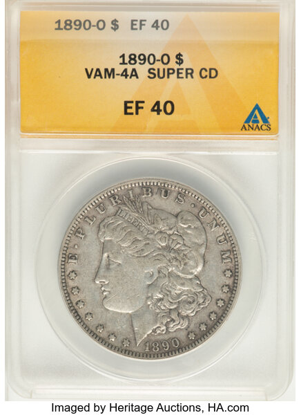 1890-O $1  Die Break AMERICA, VAM-4C MS thumbnail 2