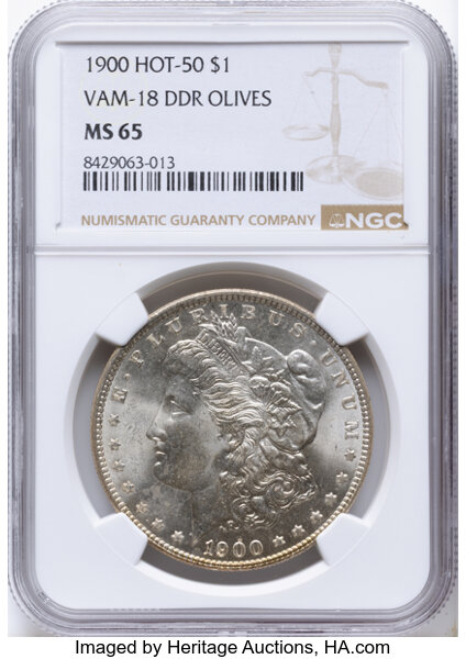 1900 $1  Two Olive Reverse, VAM-18  MS thumbnail 3