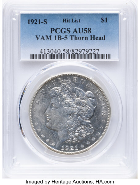 1921-S $1  Thorn Head, VAM-1B5 MS thumbnail 2