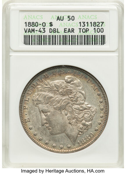 1880-O $1  Doubled Ear, VAM-43  MS thumbnail 2