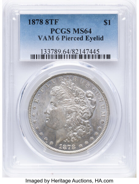 1878 8TF $1  Pierced Eyelid, VAM-6 MS thumbnail 2