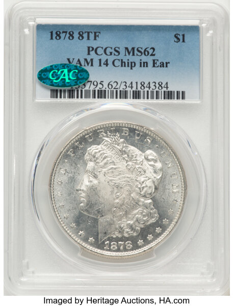 1878 8TF $1  Chip in Ear, VAM-14 MS thumbnail 2