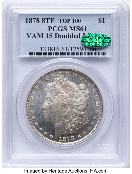 1878 8TF $1  Doubled LIBERTY, VAM-15 MS thumbnail 2