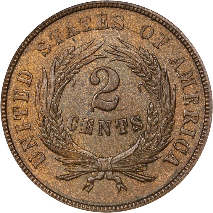 2-Cent Piece 2c 1864-1872 MS RB [Type] MS65 RB thumbnail 4