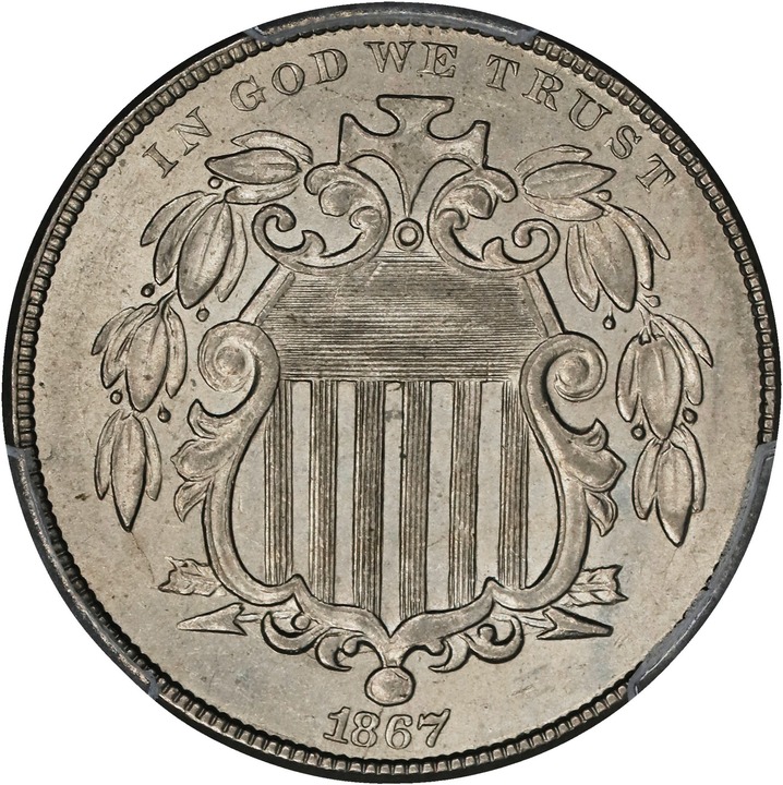 1867 5c No Rays MS65 CAC thumbnail 5
