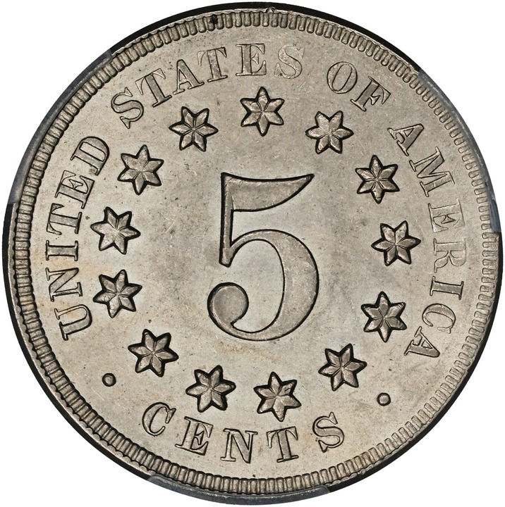 1867 5c No Rays MS65 CAC thumbnail 6