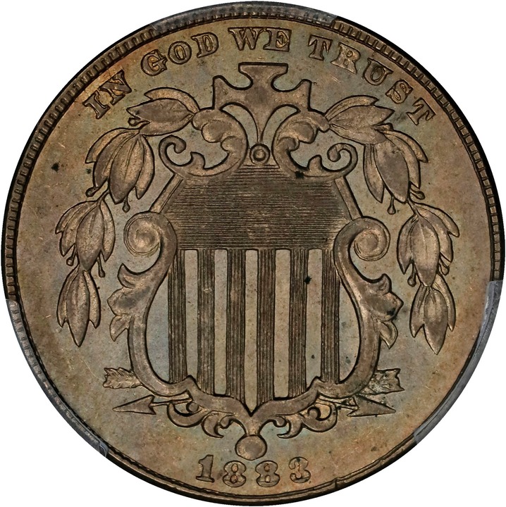 1883 5c Shield MS62 CAC thumbnail 3