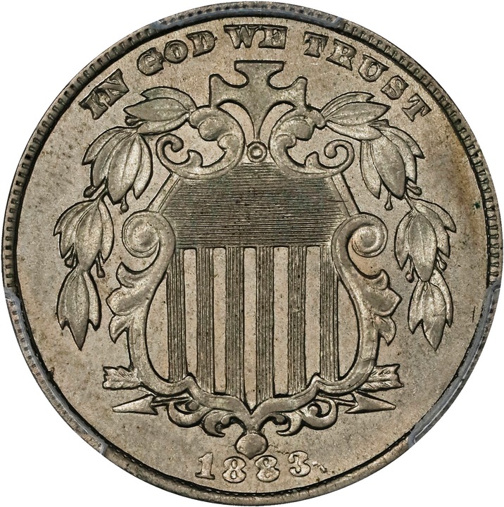 Image for 1883 5c Shield MS62 CAC