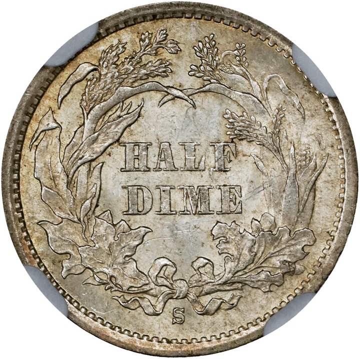 1872-S H10c Mintmark Below Wreath MS62 thumbnail 2
