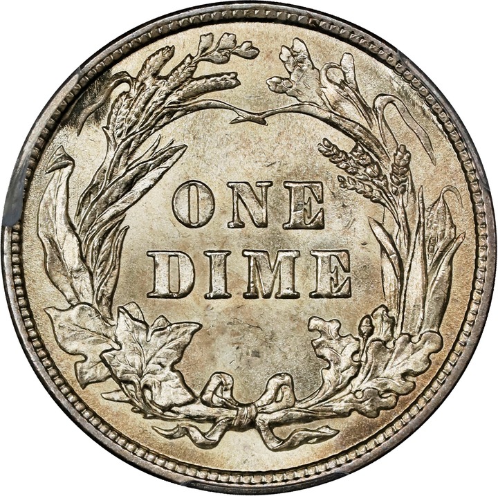 1916 10c Barber MS65 thumbnail 2