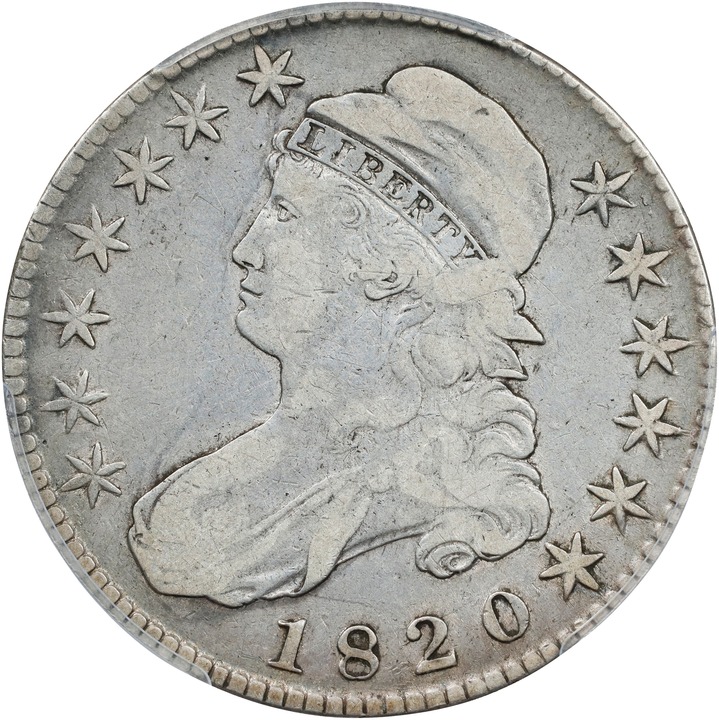 1820 50c Square Base 2, Knob 2 AG3 CAC thumbnail 13