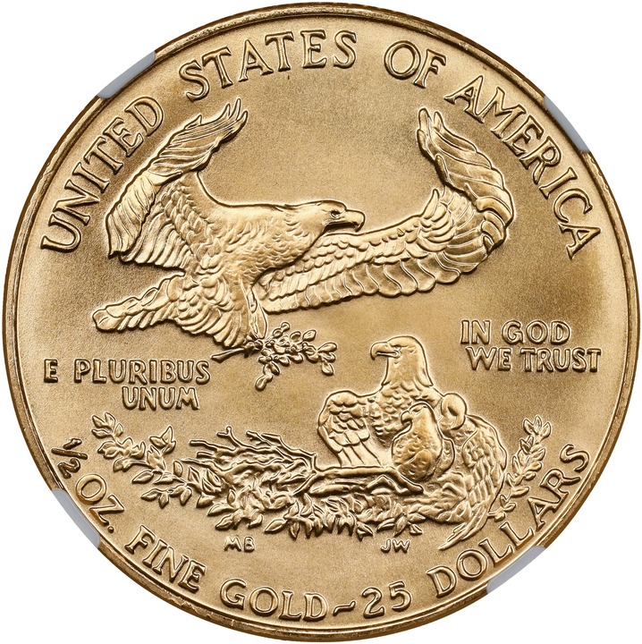 American Gold Eagle (AGE) G$25  1/2 Ounce, 1986- [Type] MS70 CAC thumbnail 2