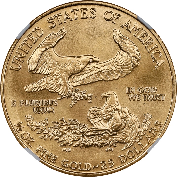 American Gold Eagle (AGE) G$25  1/2 Ounce, 1986- [Type] MS70 CAC thumbnail 6