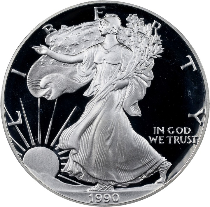 1990-S $1  Silver Eagle PR DCAM OGP thumbnail 3