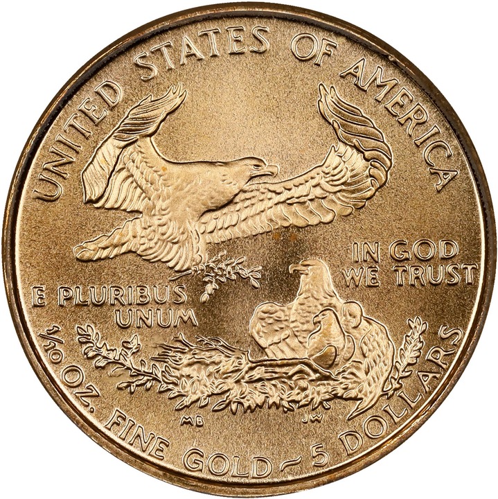 1999-W $5  Gold Eagle, Unfinished Proof Dies MS69 thumbnail 2