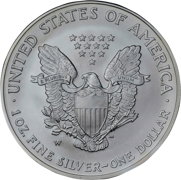 2008-W $1  Silver Eagle, Burnished, Reverse of 2007 OGP thumbnail 24