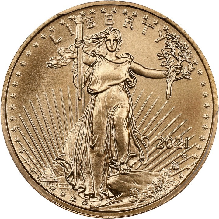 2021-W $10  Gold Eagle, Type 2, Unfinished Proof Dies MS66 thumbnail 7