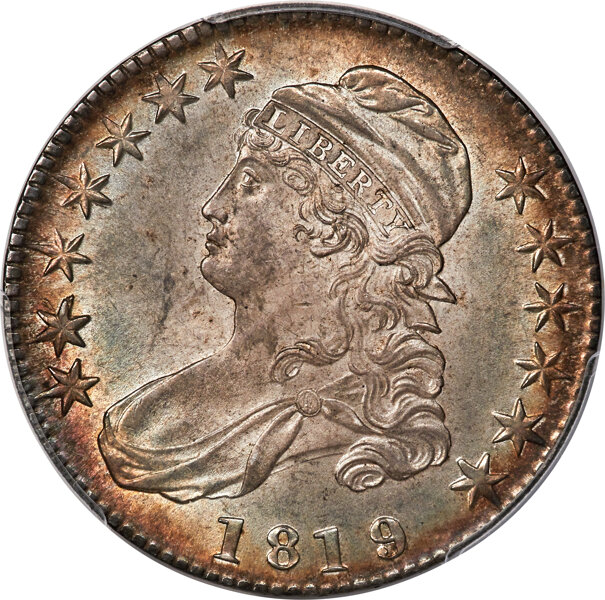 1819/8 50c Large 9, Flat Top 1s, O-104 MS thumbnail 2