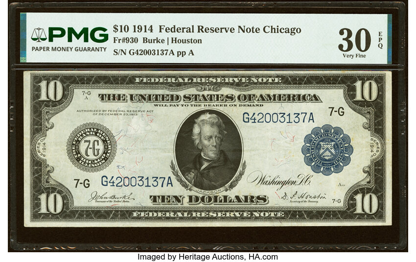 1914 $10  Blue Seal, Chicago (Fr. 930) thumbnail 2