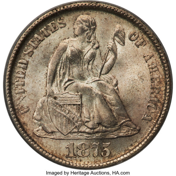 1875-CC 10c Mintmark Above Bow MS thumbnail 8