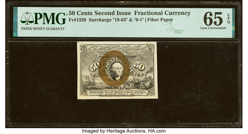  50c Head of George Washington in Bronze Oval Frame (Fr. 1320) thumbnail 3