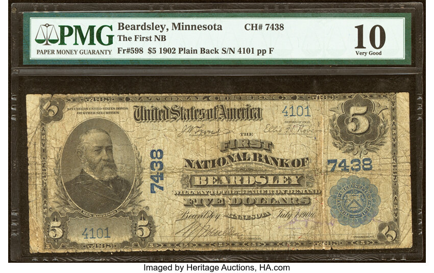 1902 $5  3rd Charter Period, 3rd Issue, Plain Back (Fr. 598) thumbnail 10