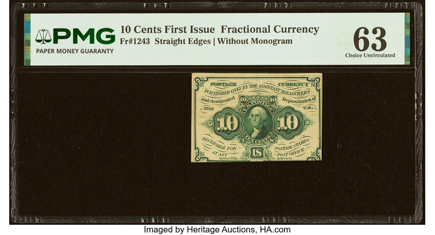  10c Washington Postage Stamp Obverse (Fr. 1243) thumbnail 2