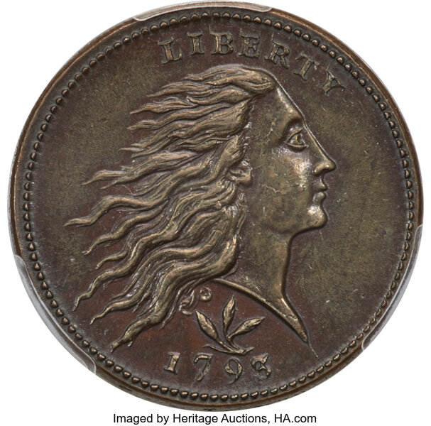 1793 1c Wreath, Vine/Bars, S-8  MS BN thumbnail 2