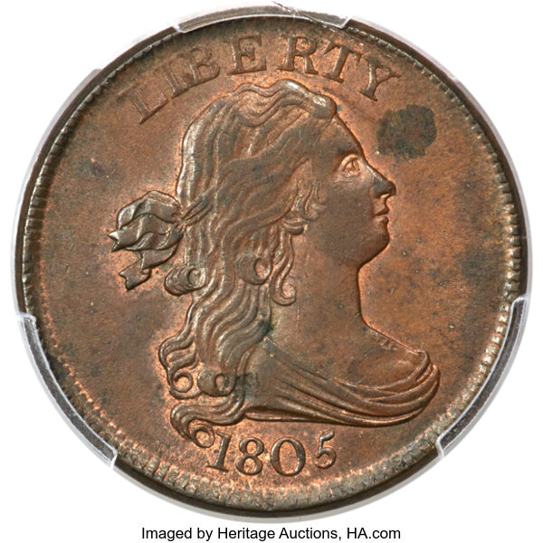 1805 1/2c Small 5, No Stems, C-1 MS BN thumbnail 2