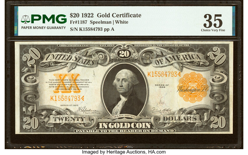 1922 $20  (Fr. 1187) thumbnail 5
