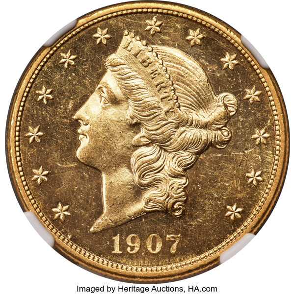 1907-D $20  Branch Mint Proof PR BM thumbnail 2