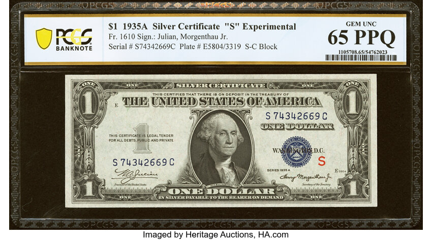 1935A $1  S Experimental (Fr. 1610) thumbnail 2