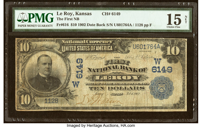 1902 $10  3rd Charter Period, 2nd Issue, Date Back (Fr. 616) thumbnail 3