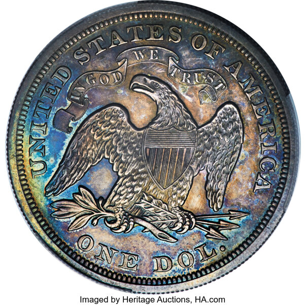 1864 P$1 Silver, J-396 PR thumbnail 3