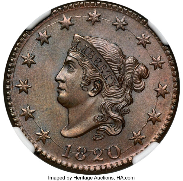 1820 1c Large Date, N-13 MS BN thumbnail 4
