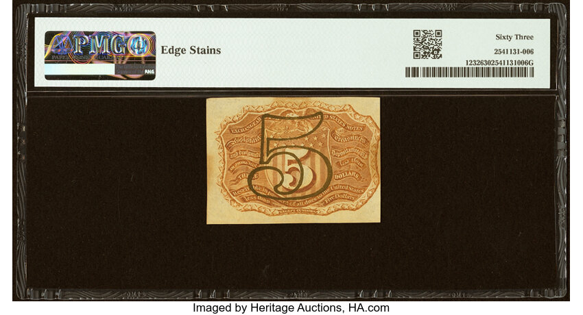 5c Head of George Washington in Bronze Oval Frame (Fr. 1232) CU67 thumbnail 12