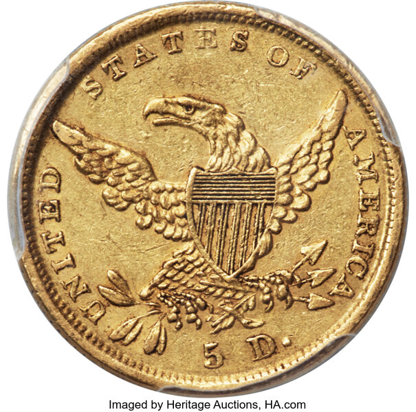 1838-D $5  HM-1 MS thumbnail 3