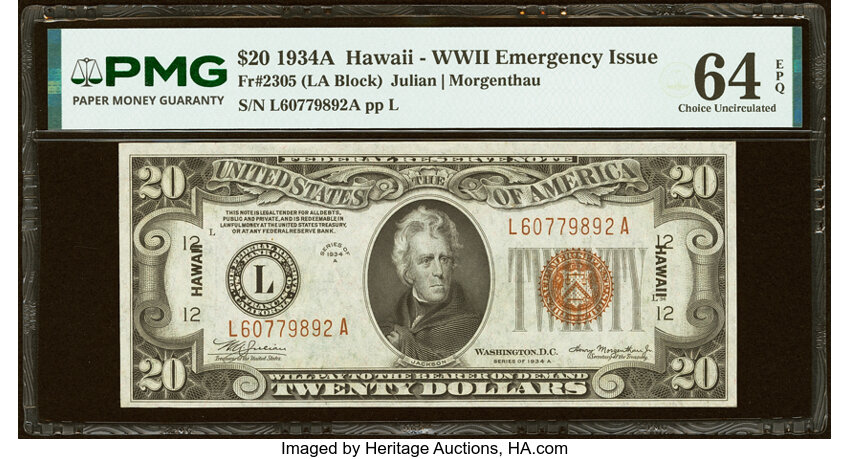 1934A $20  Hawaiian (Fr. 2305) thumbnail 2