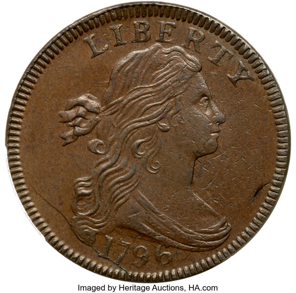 1796 1c Draped Bust, Reverse of 1797, S-119  MS BN thumbnail 2