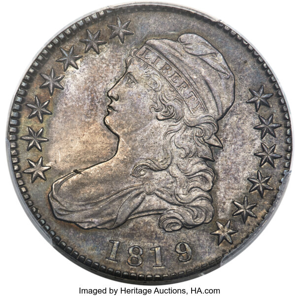1819/8 50c Large 9, Flat Top 1s, O-102 MS thumbnail 2