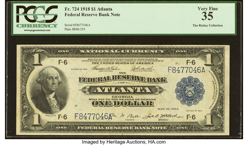 1918 $1  Atlanta (Fr. 724) thumbnail 2